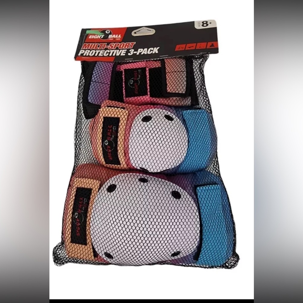 Eight Ball Multi-Sport Protective 3-Pack ~ Color! - Knee, Elbow & Wrist - Age 8+